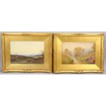 Albert Kinsley (1852 - 1945), Surrey views, pair of watercolours, signed, 25cm x 37cm, framed Good
