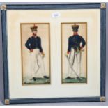 19th century British School, 2 studies of military uniform, watercolour, unsigned, in common