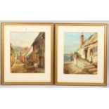 John Schofield, Cornish village scenes, pair of watercolours, signed, 30cm x 25cm, framed Slight