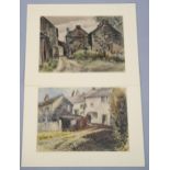 David William Burley (1901 - 1990), 2 Irish village scenes, charcoal/watercolour on paper, signed,