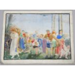 Early 20th century European School, a summer outing, watercolour, unsigned, image 34cm x 48cm,