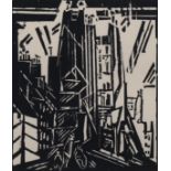 Lyonel Feininger, (1877 - 1956), Rue St Jacques Paris 1919, woodcut print, Prasse W4611, image