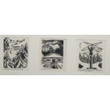 Nele Van De Velde, 3 woodcuts for Kirchner Genius issue circa 1920, image 13cm x 10cm, mounted in