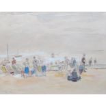 Robert G D Alexander (1875 - 1945), beach scene Frinton, watercolour/pencil, 24cm x 30cm, framed