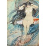 Sydney Carter, female nude study, watercolour, signed and dated 1905, 29cm x 21cm, framed Very