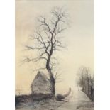 Peter Newcombe, country lane, watercolour, signed and dated 1973, 32cm x 24cm, framed Good condition