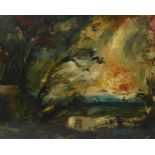 T O'Donnell, abstract landscape, oil on board, signed, 45cm x 55cm, framed Good condition