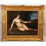 19th century oil on canvas, Classical female nude, unsigned, 64cm x 80cm, framed Canvas has been