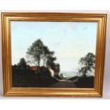 Peter Newcombe, evening near Blisworth, oil on canvas, signed, 60cm x 76cm, framed Heavy paint