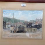 Edith Smith, Hastings Old Town beach scene, watercolour, signed, 25cm x 35cm, framed Image in good