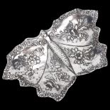 A 19th Century German Hanau silver figural butterfly dish, Simon Rosenau, Bad Kissingen, relief