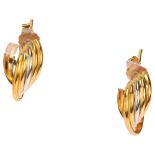 A pair of Italian 18ct two-colour gold hoop earrings, with stud fittings, hoop diameter 15.1mm, 5.6g