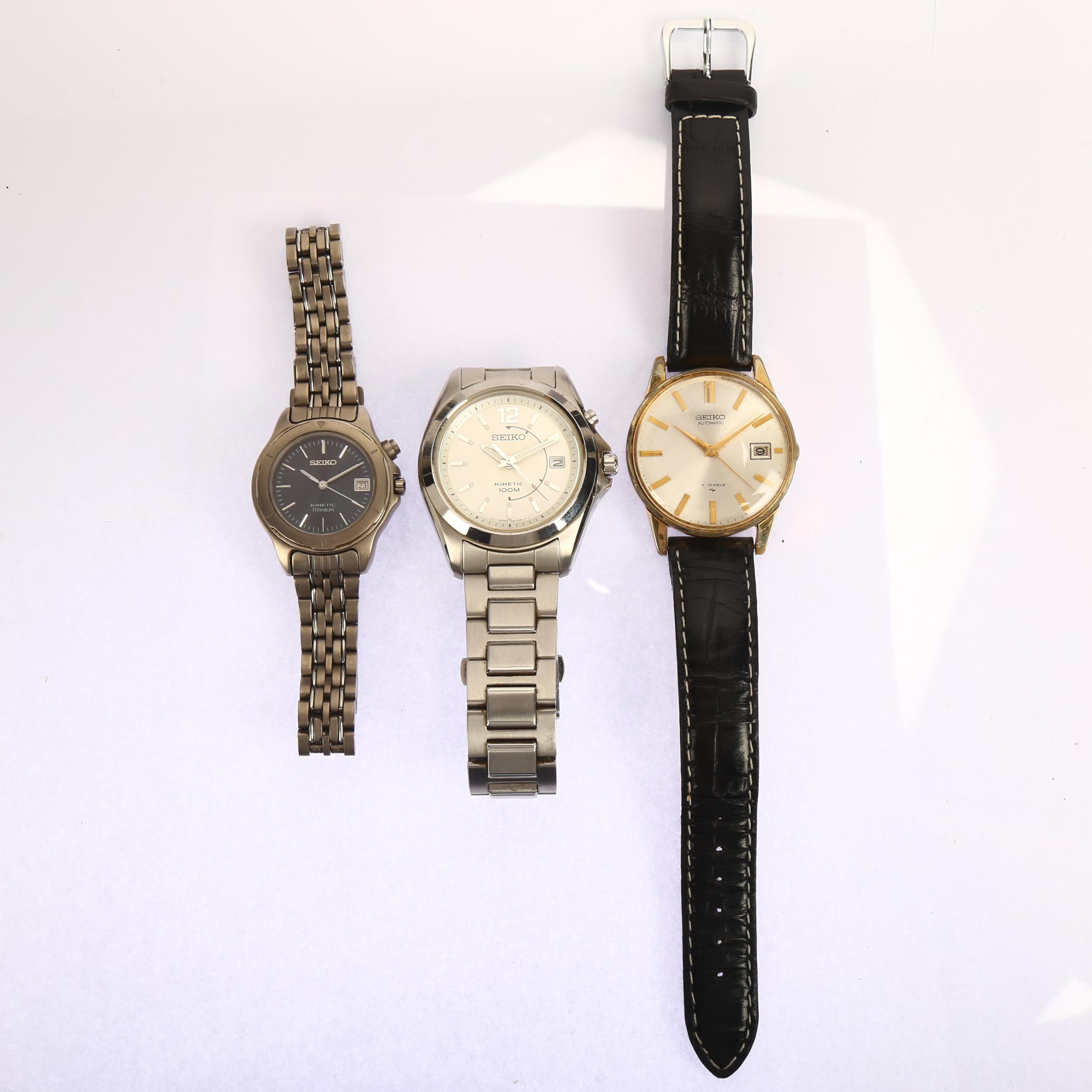 3 x Seiko watches, including Kinetic 100M and Kinetic Titanium, only Kinetic models in working order - Bild 2 aus 5