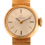 OMEGA - a lady's 9ct gold mechanical bracelet watch, circa 1966, silvered dial with applied gilt