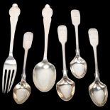 Various silver flatware, comprising 2 pairs of silver teaspoons, Exeter 1840 and 1865, and a