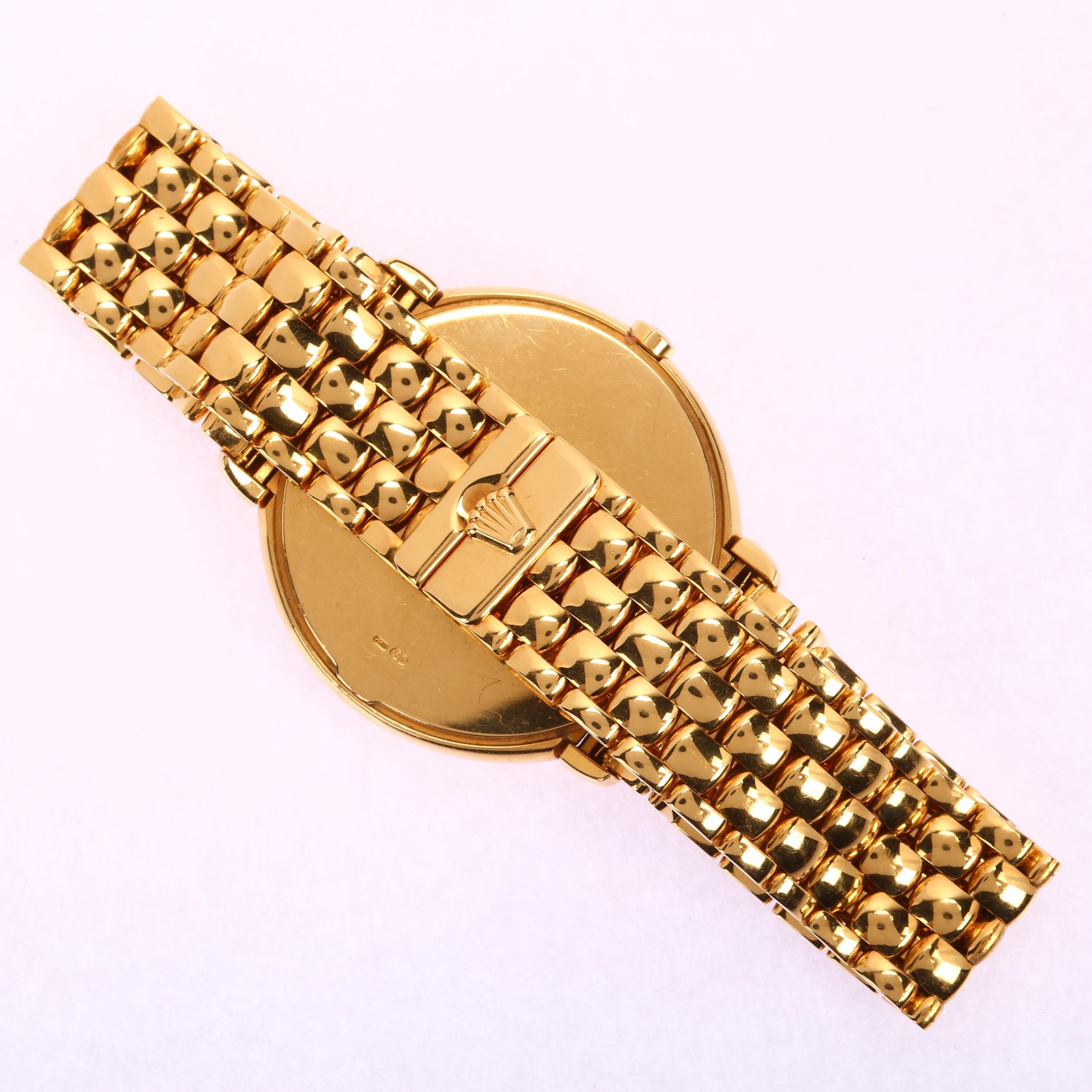 ROLEX - an 18ct gold Cellini quartz bracelet watch, ref. 6623, circa 1990, white dial with applied - Bild 3 aus 5