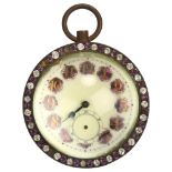 A large Victorian Goliath ball clock, white enamel dial with gilded lilac enamel Arabic hour