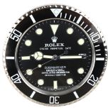 **WITHDRAWN** A reproduction Rolex style Submariner Date quartz wall clock, diameter 34cm.