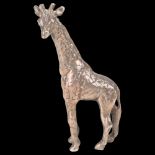 A mid-20th century miniature unmarked silver model giraffe, possibly by Patrick Mavros, unsigned,