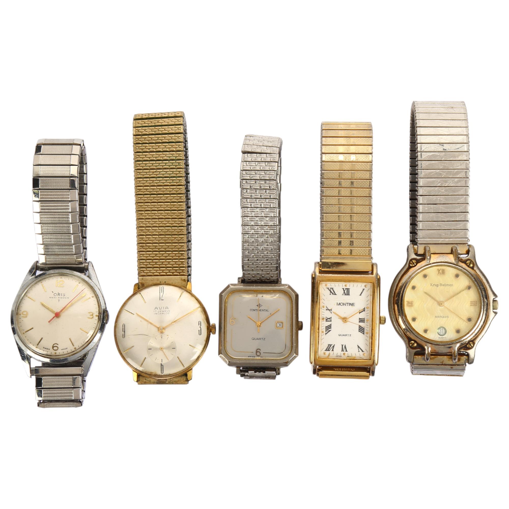 5 various wristwatches, including Oris, Avia etc (5) Lot sold as seen unless specific item(s)