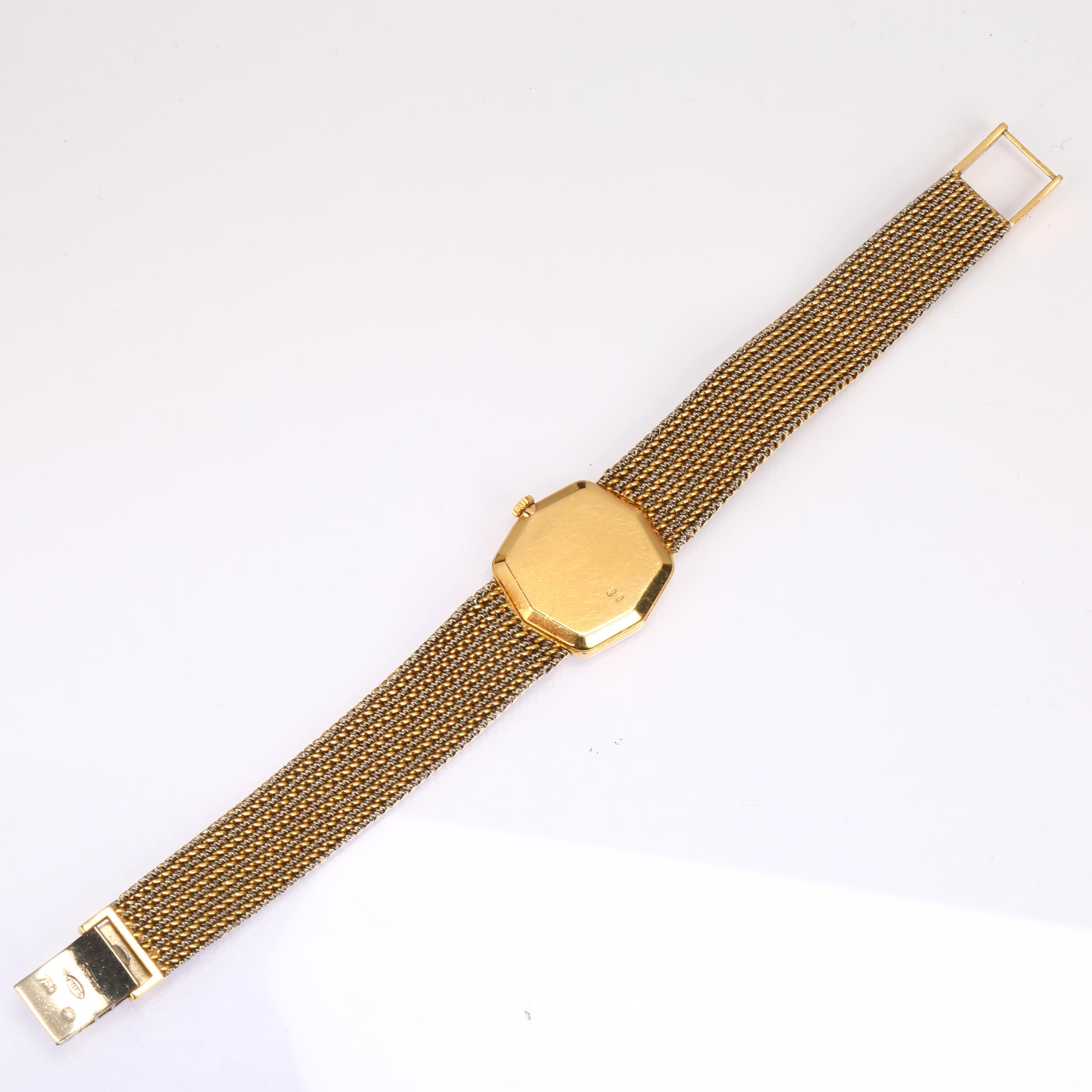 ROLEX - a lady's 18ct gold diamond Cellini mechanical bracelet watch, ref. 4985, circa 1981, blue - Bild 3 aus 5