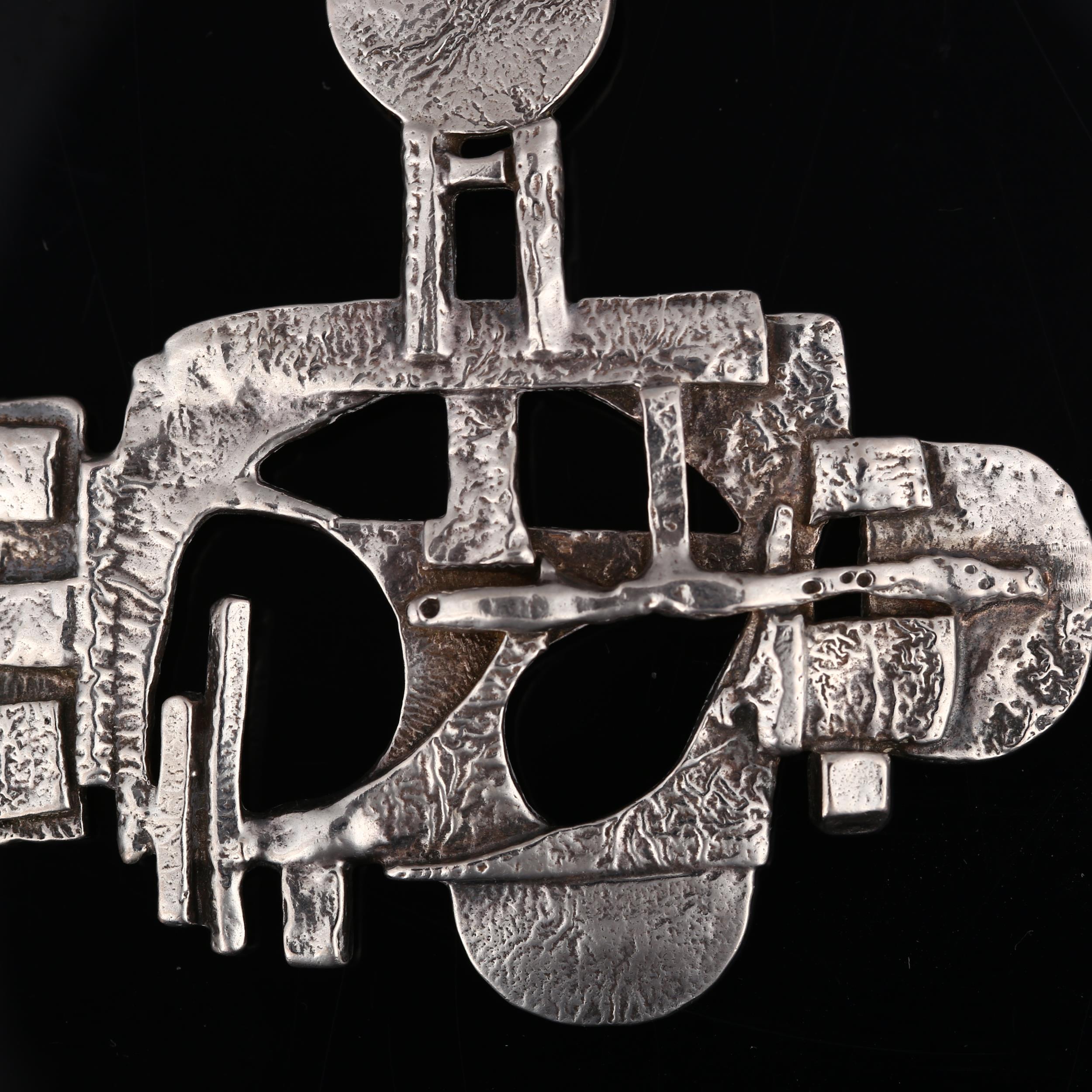 MAGNUS G:SON LIEDHOLM - a large Swedish brutalist sterling silver abstract pendant, 1973, height - Image 2 of 4