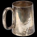 A George VI silver half pint mug, James Dixon & Sons, Sheffield 1943, plain tapered cylindrical form