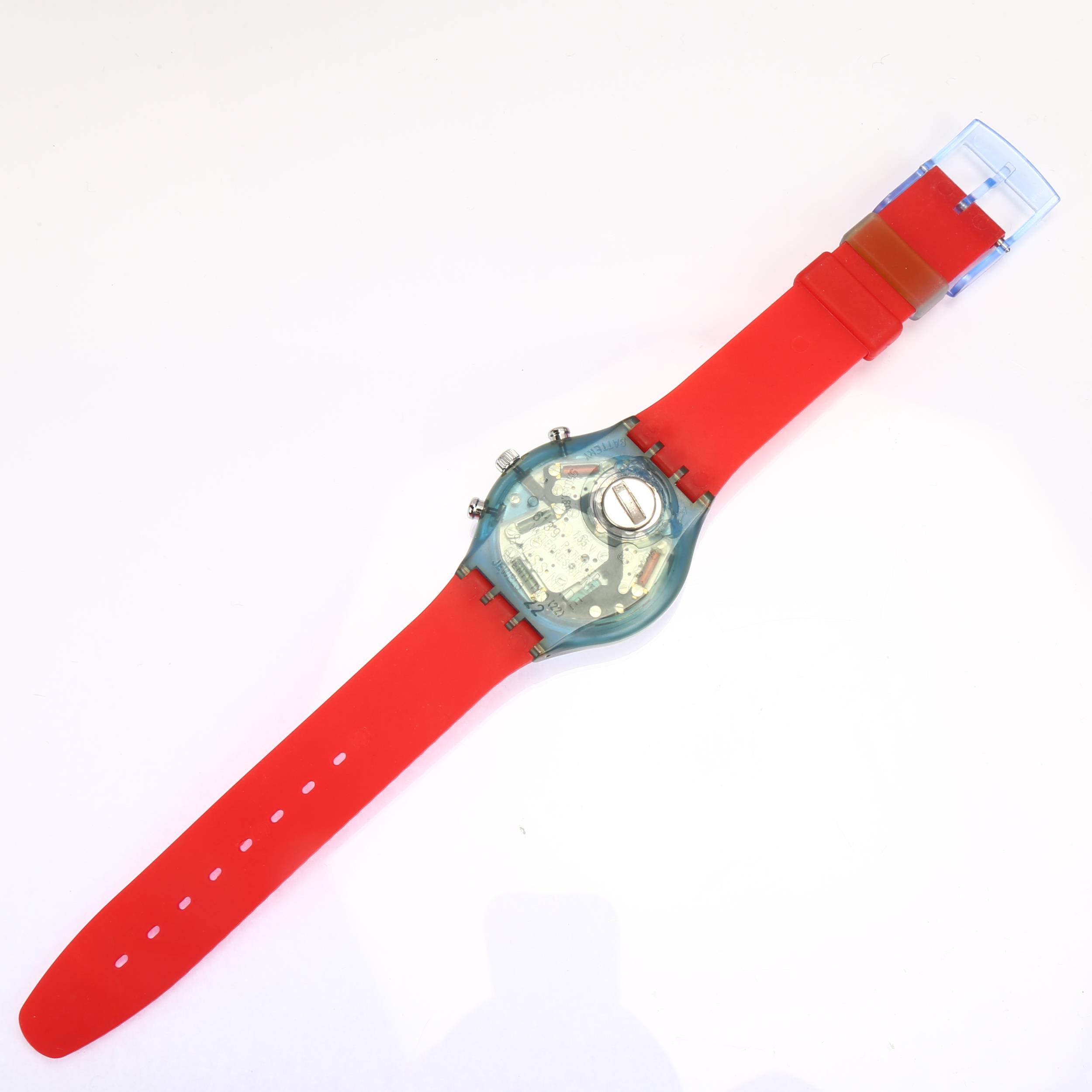 SWATCH - a plastic Chrono JFK quartz chronograph wristwatch, ref. FCN103, circa 1992, white dial - Bild 3 aus 5