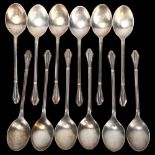 A set of 12 Elizabeth II silver coffee spoons, Birmingham 1959, length 9cm, 2.6oz total No damage or
