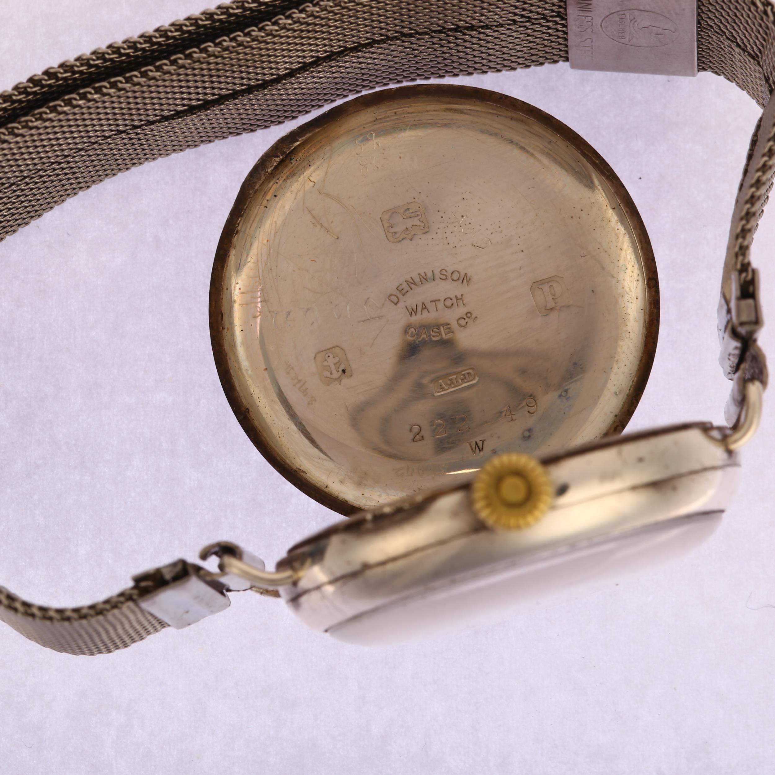 A First World War Period silver Officer's style trench mechanical wristwatch, circa 1914, white dial - Bild 4 aus 5