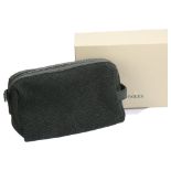 ROLEX - a green leather and woven cotton toiletry/washbag, width 24cm, boxed No damage