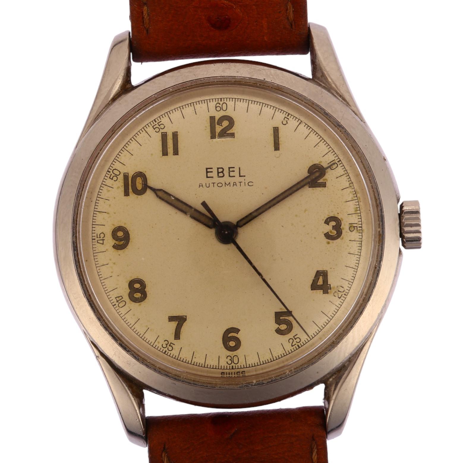 EBEL - a Second World War Period stainless steel "Bumper" automatic wristwatch, circa 1940s,