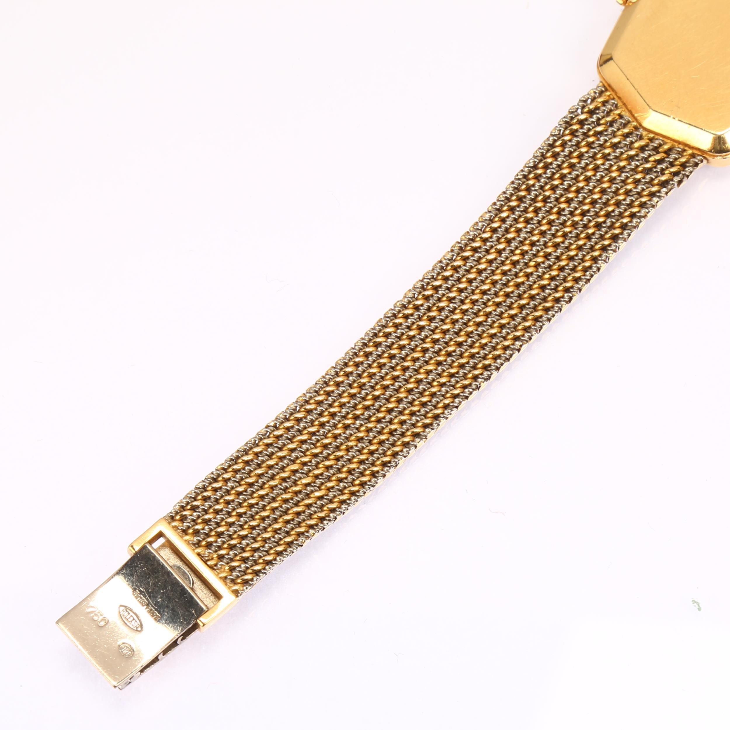 ROLEX - a lady's 18ct gold diamond Cellini mechanical bracelet watch, ref. 4985, circa 1981, blue - Bild 4 aus 5