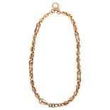 An early 20th century 9ct gold fancy puff mariner link Albert chain necklace, length 34cm, 16.5g A