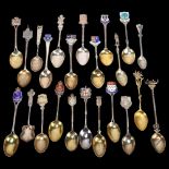 A quantity of English and Continental silver souvenir spoons, 9.1oz total Lot sold as seen unless