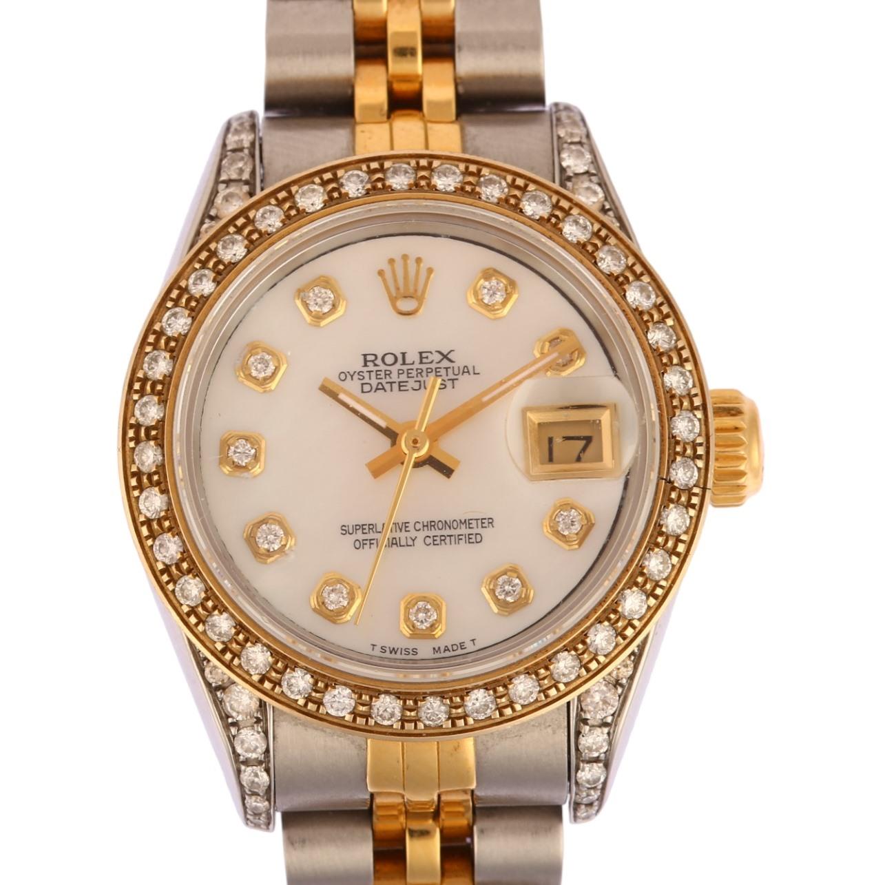 ROLEX - a lady's bi-metal Oyster Perpetual Datejust automatic bracelet watch, ref. 69173, circa