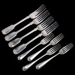 A group of George III and Victorian silver Old English and Fiddle pattern flatware, comprising 4 x
