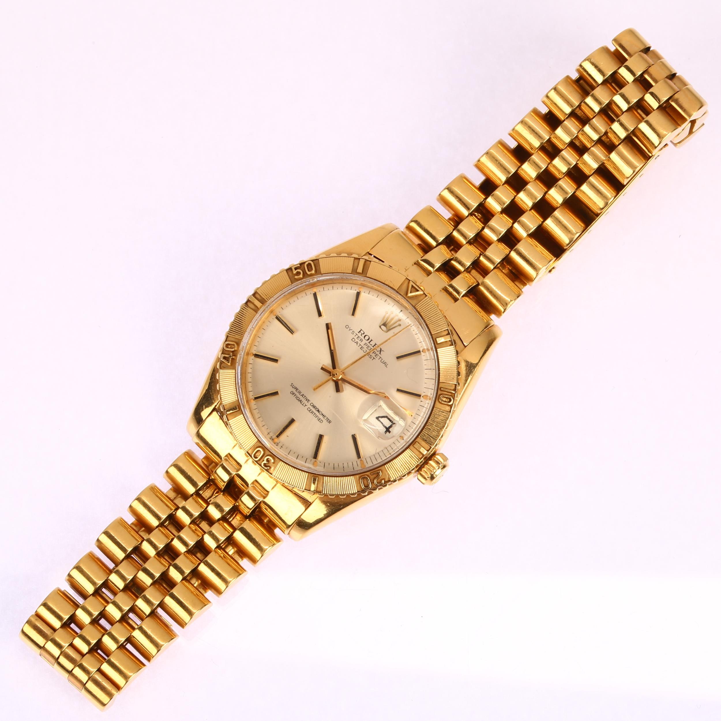 ROLEX - an 18ct gold Oyster Perpetual Datejust Turn-O-Graph automatic bracelet watch, ref. 1625, - Bild 2 aus 5