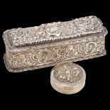 A late Victorian silver dressing table jewel box, Matthew John Jessop, Birmingham 1899, width 9.5cm,