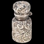 A Victorian miniature silver scent bottle, Charles May & Sons, Birmingham 1890, allover relief