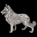 An Elizabeth II cast-silver model Rough Collie dog, Mappin & Webb, London 1973, realistically