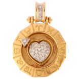 GEMAYEL - a Lebanese 18ct gold diamond zodiac pendant, with modern round brilliant-cut diamond heart