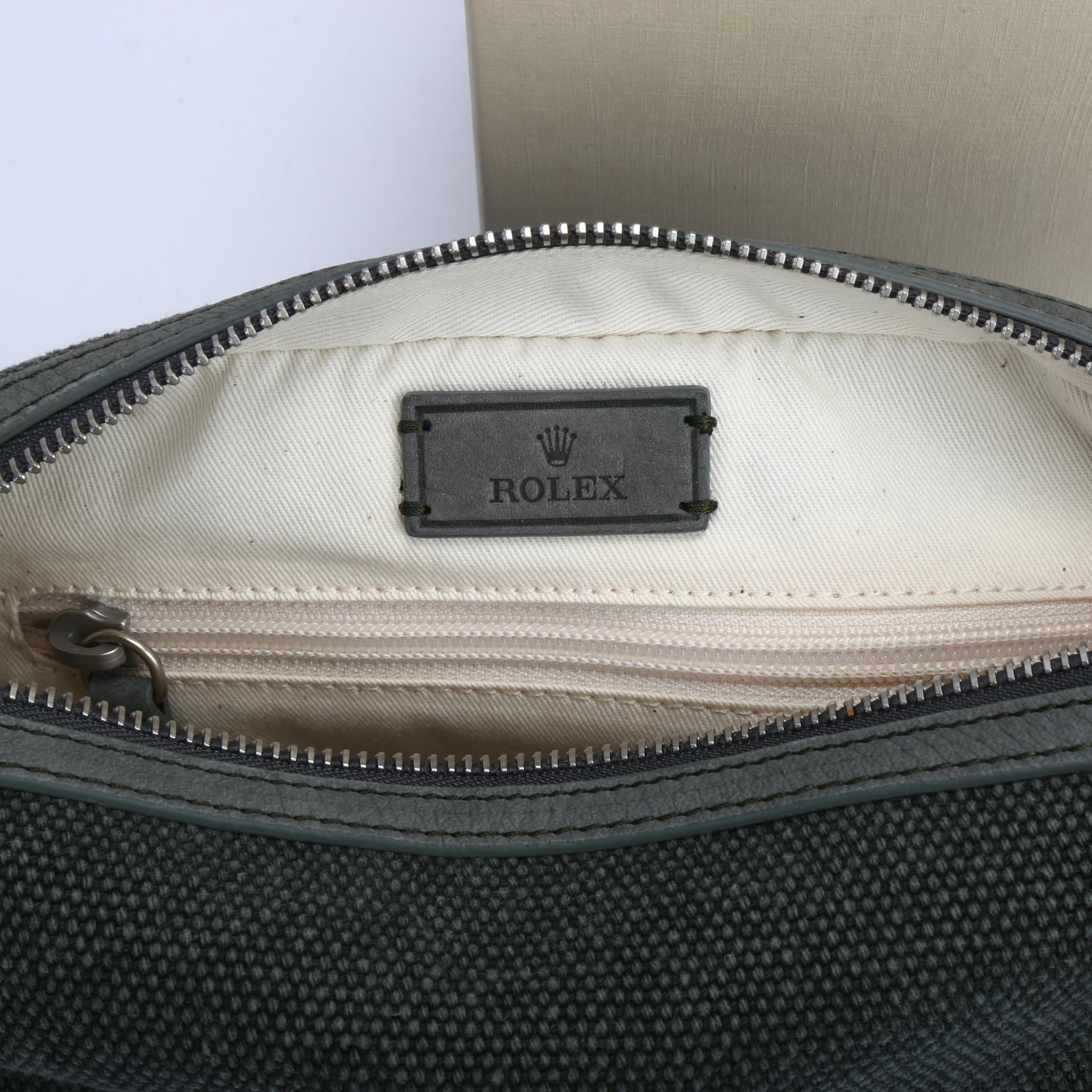 ROLEX - a green leather and woven cotton toiletry/washbag, width 24cm, boxed No damage - Bild 4 aus 5