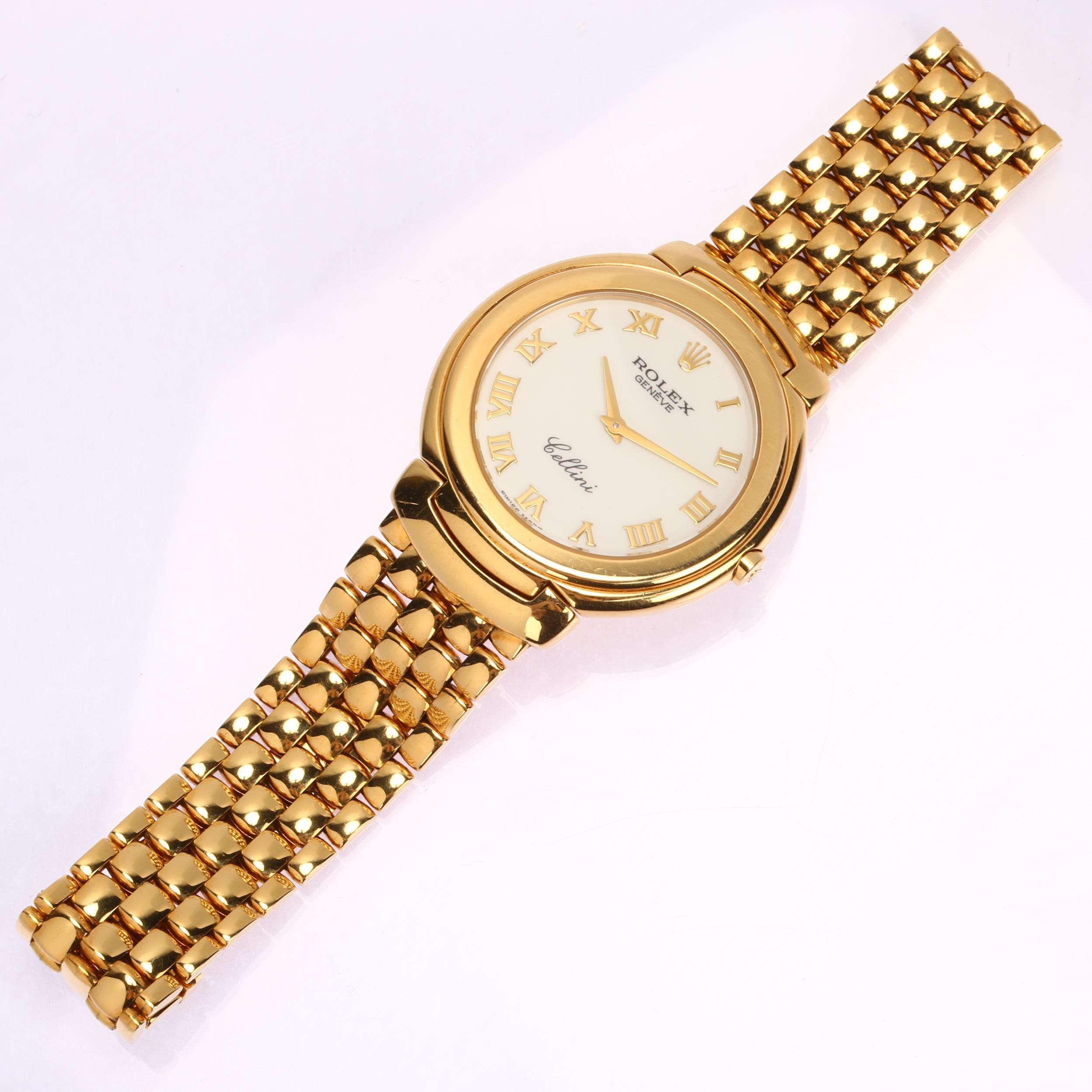 ROLEX - an 18ct gold Cellini quartz bracelet watch, ref. 6623, circa 1990, white dial with applied - Bild 2 aus 5