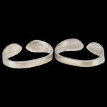 HANS HANSEN - a pair of Danish stylised silver leaf napkin rings, width 5.5cm, 1.8oz total No damage