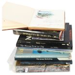 Books on sculpture, an autograph book with sketches etc