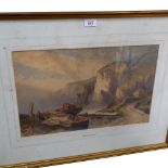 Watercolour, view along Porthoustock coast, signed with monogram AP lower left, image 31cm x 49cm,