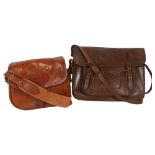 Parsons, a Vintage brown leather shoulder bag, an early 20th century brown cowhide satchel, and 2