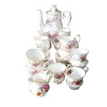 Royal Albert Moss Rose coffee service for 11 people, and a Derby Posies jug etc