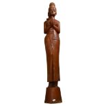 A carved hardwood Sawasdee figure, H130cm